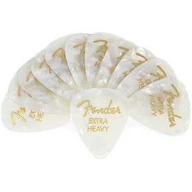Fender 351 Shape Premium Picks, Extra Heavy, White Moto, 12 Count