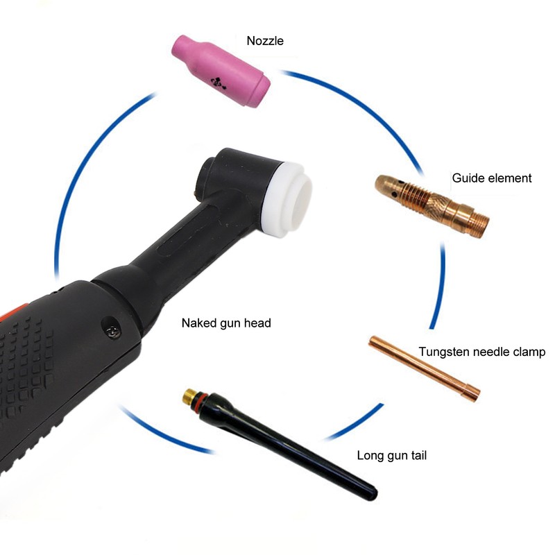 TIG Welding Torch Head Kit 360 Degree Rotatable Air Cooling