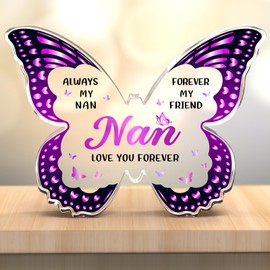 Gleevara Nan Gifts, Gifts for Nan, Nan Christmas Gifts - Butterfly-Shaped Acrylic Plaque - Nan Gifts from Grandchildren on Her Birthday Mothers Day Valentines