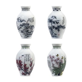 GDSZJLJ 4PCS 3D Ceramic Vase Fridge Magnets, Decorative Refrigerator Magnets, Cute Refrigerator Magnets 3D Magnetic, Floral Fridge Magnets for Kitchen, Office, Whiteboard