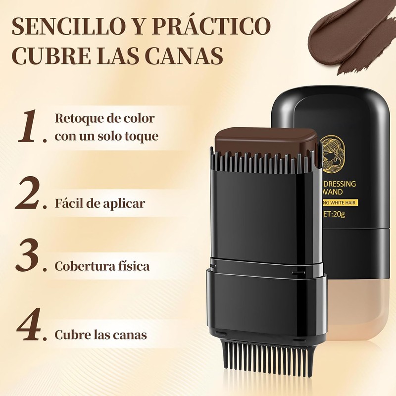 Peine de Tinte para Cabello – Retoca Canas Rápido, Waterproof