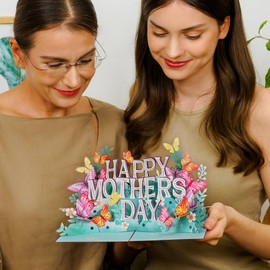 Paper Love 3D Pop Up Mothers Day Card, Happy Mothers Day, For Mom, Wife - 5" x 7" Cover - Includes Envelope and Note Tag