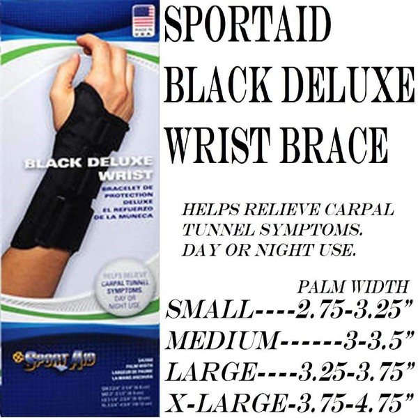 SportAid Black Deluxe Wrist Brace Black Right Small(2.75-3.25" Palm Width)
