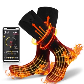 Heated Socks, 2024 Rechargeable Heated Socks, 5000 mAh Extra Large Battery, Long Life Up to 65 °C Large Heating Area, Suitable for Outdoor Skiing, Winter Camping, Hiking
