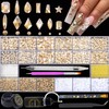 Nail Rhinestones Kit 9080Pcs Champagne Crystal Multi-Shape Flatback Rhinestones for