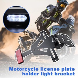 LYPPUL Motorcycle Number Plate Holder, Universal Number Plate Holder, Adjustable Angle Motorcycle License Plate Holder, LED Light Number Plate Holder for Most Common Motorcycle Models