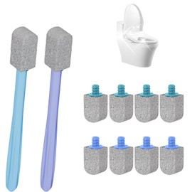 Pumice Stone Toilet Bowl Cleaner,Bathroom Cleaner Brush Toilet Wand Refills with 30CM Long Handle for Remove Hard Water Stains with 1 Wand+ Pumice Stones (10 Pack)