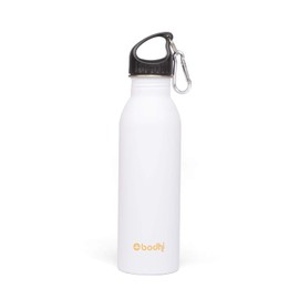 Bodhi Stainless Steel Water Bottle, Super Light, Colourful Printed with Colourful Design Motifs, 700 ml, Includes Carabiner Lid and Sports Top, for Sports, Travel and Leisure (Flower of Life, White)