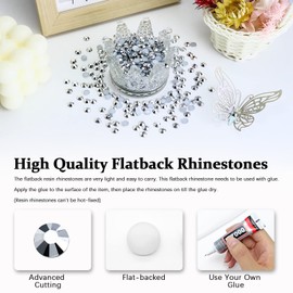 Briskbloom 4500PCS SS12 3mm Resin Flatback Rhinestone, Mine Silver Flatback Rhinestones for Nails, Tumblers, Mugs, Bottles, Craft Decoration, Loose Bling Glitter Diamond Stone