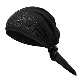 Sweat Wicking Skull Cap Beanie Helmet Liner Quick Dry Bandana Head Wrap Bicycle Head Pirate Scarf Chemo Cap Black