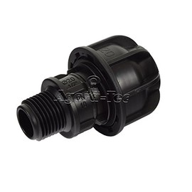 Agora-Tec PE Fitting Coupling 20 mm x 1/2 Inch Male Thread (21 mm) for PE Pipe 20 mm Black