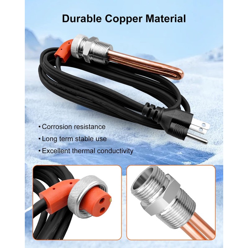 Engine Block Heater, Engine Block Immersion Heater Fits for Ford