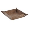 DRW Brown Faux Leather Square Tray, 18 x 18 x