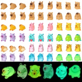 GSrenyu 54 Pack Capybara Resin Animals Stuff, Mini Luminous in the Night Garden Toys, Tiny Resin Animals for Desk Garden Decoration