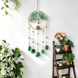 Dream Catchers-Large Adult Crystal Tree of Life Green Agate Wall Hangings