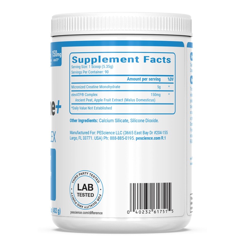PEScience TruCreatine+, Pure Creatine Monohydrate and ElevATP Powder, 90 Servings