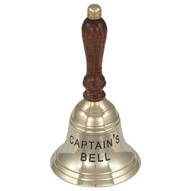 Handglocke Tischglocke Glocke Messing poliert Holzgriff 17cm Captain`s Bell