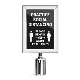 New Star Foodservice 1028621 Commercial-Grade Stanchion Top Sign Frames, Stainless Steel, Sign Sold Separately (Fits 2.5-Inch Post Diameter)