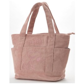 Snoopy Tote Bag, Corduroy Mother's Bag, Large Capacity, Canvas Bag, School Tote Bag with Pockets, Women's, Shopping Bag, Work, School, Cute, Eco Bag (Color: Pink)
