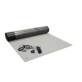 Rubber ESD Anti-Static HIGH Temperature Soldering MAT KIT-36" X 96" (3' x 8') - 0.08" Thick- with Dual Point and Wrist Strap-Gray