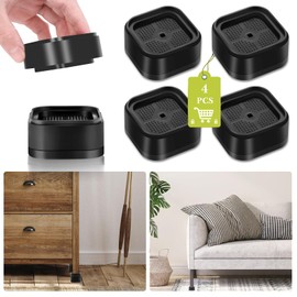 Yookwutar 4 Pack Furniture Risers 1 Inch, Adjustable Bed Risers Heavy Duty for Table Desk Couch Chair Sofa Cabinet Bed Legs Dorm, Square Stackable Bed Raisers Blocks Lift Height 1", 2" or 3", Black