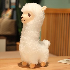 Herfair Alpaca Cuddly Toy, Alpaca Plush Toy, Plushies, Soft Lambskin Wool Stuffed Toy, Llama Cushion, Gift for Children, Girls, Boys (Beige, 43 cm)