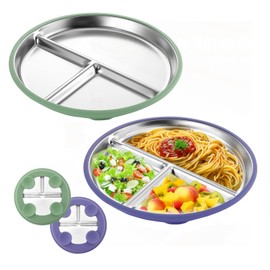 Stainless Steel Plates for Kids, Stainless Steel Toddler Plate Stainless Steel Baby Suction Plates Baby Suction Plates for Babies and Toddlers