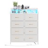 LUMTOK 8-Drawers Dresser with Power Outlets, Built-in Power Strips &