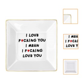 Leewe Funny Birthday Christmas Gifts for Women Ceramic Ring Dish Jewelry Tray Dresser Decoration Unique Gifts