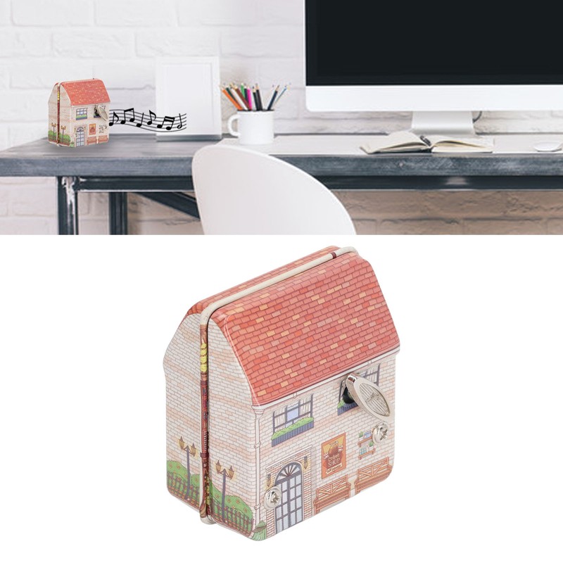 Metal Music Box Cute Exquisite Small House Design Mini Portable