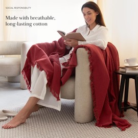Cozytoon Cotton Waffle Weave Bed Blankets - Luxuriously Soft, Cozy & Breathable All-Season Throw Blanket for Queen, King Bed and Couch - Made in Turkey - Ideal for Living Room and Bedroom Decor