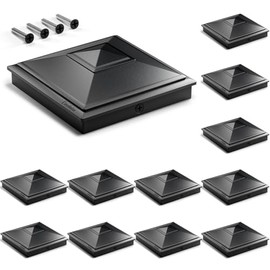 SIEDiNLAR 4x4 Pyramid Post Caps Waterproof Outdoor 4x4 Post Cover, Fits 3.5x3.5 4x4 Wood Vinyl Posts for Fence Deck Mailbox Patio (Black, 12 Pack)