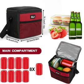 Uhat Adult Cooler Lunch Box Small Cool Bag 5L Dual Compartment Thermal Bag for Work School Day Trip (Red)