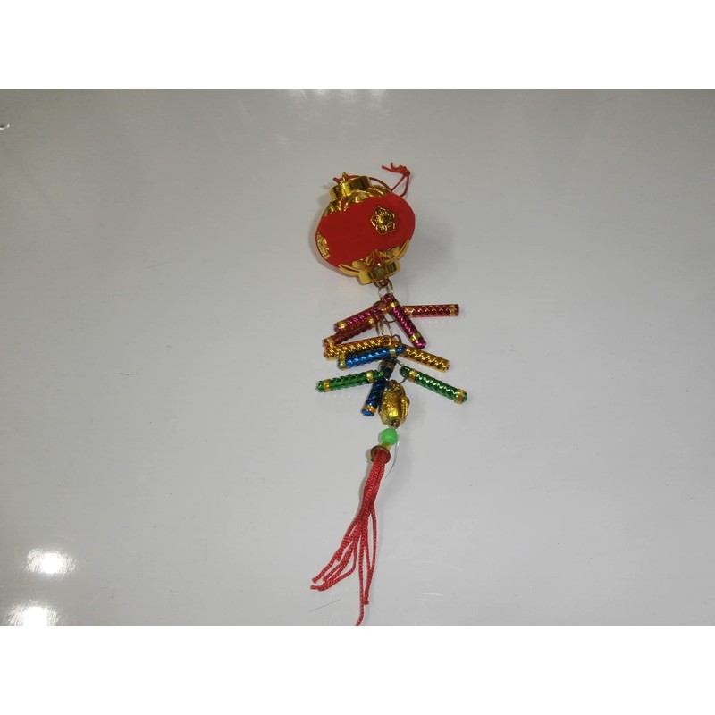 Vietnamese New Year Decorative Plastic Hanging Lantern with Firecracker 2"