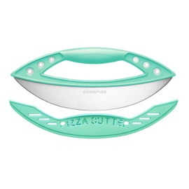 Rainspire 12" Pizza Cutter Rocker Blade Stainless Steel Pizza Rocker with Cover Sharp Blade Pizza Knife Dishwasher Safe Kitchen Gadgets Home Essentials, Mint Green