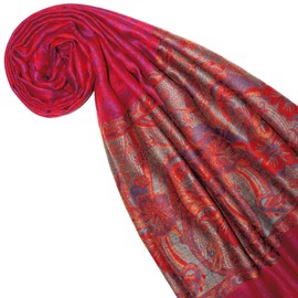 Lorenzo Cana Women's Pashmina Cashmere Scarf 100% Cashmere 70 cm x 200 cm Paisley Pattern Elegant Soft Scarf Cashmere Scarf Cashmere Pashmina Red 78365, red