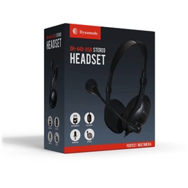 Dynamode DH-440-USB Over The Head Stereo Headset with Microphone Clear Calls, For Skype, Zoom Gaming, Call Center Office, Ultra-Comfort, Premium Sound, Lightweight Headband- Black