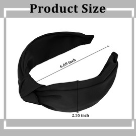Black Top Knot Headband for Women Non Slip Fashion Wide Knotted Headbands Hair Accessories for Women Girls