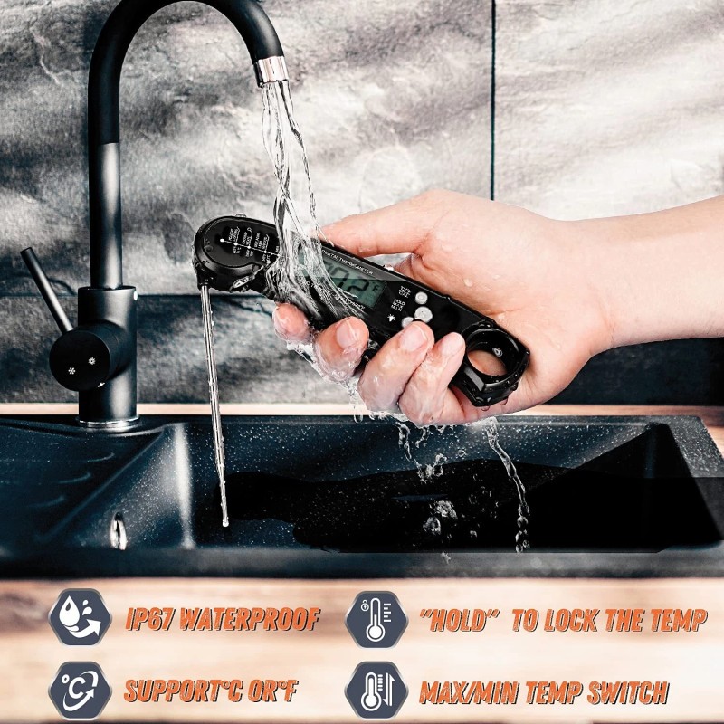 ImSaferell Ultra Fast Meat Thermometer with Large Backlight Display and