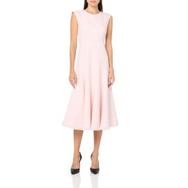 Eliza J Women's Cap Sleeve Crew Neck Jacqaurd Midi Dress, Blush, 4