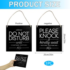 One 2-Sided Sign, Do Not Disturb Door Hanger Sign, Please Do Not Disturb on Front and Please Knock on Back Side, Please Knock Sign for Office Home Door Home Clinic Meeting Session, 6x6 Inch Plaque