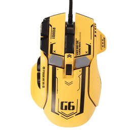 Fydun Wired Gaming Mouse 10 Button Macro Programmable 13 RGB Lighting Modes 6 Speed 12800dpi Wired RGB Gaming Mice, Professional Accessories (Yellow)