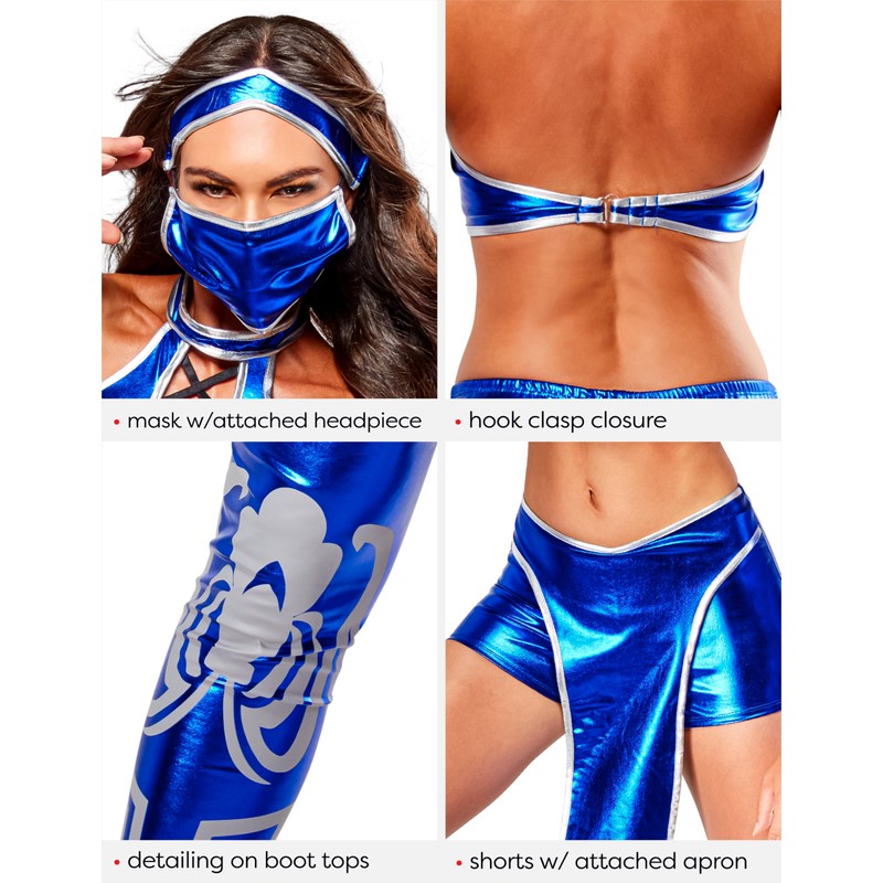 Secret Wishes Womens Kitana Mortal Kombat Costume, Blue, Medium