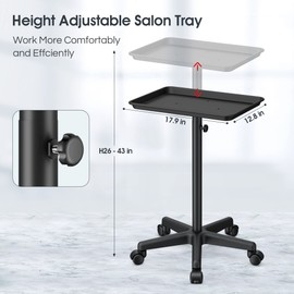Salon Tray Premium Aluminum Salon Trolley Tattoo Tray Mayo Tray Instrument Rolling Tray Silver Salon Station Tray with Wheels for Barber Salon SPA Tattoo Clinic