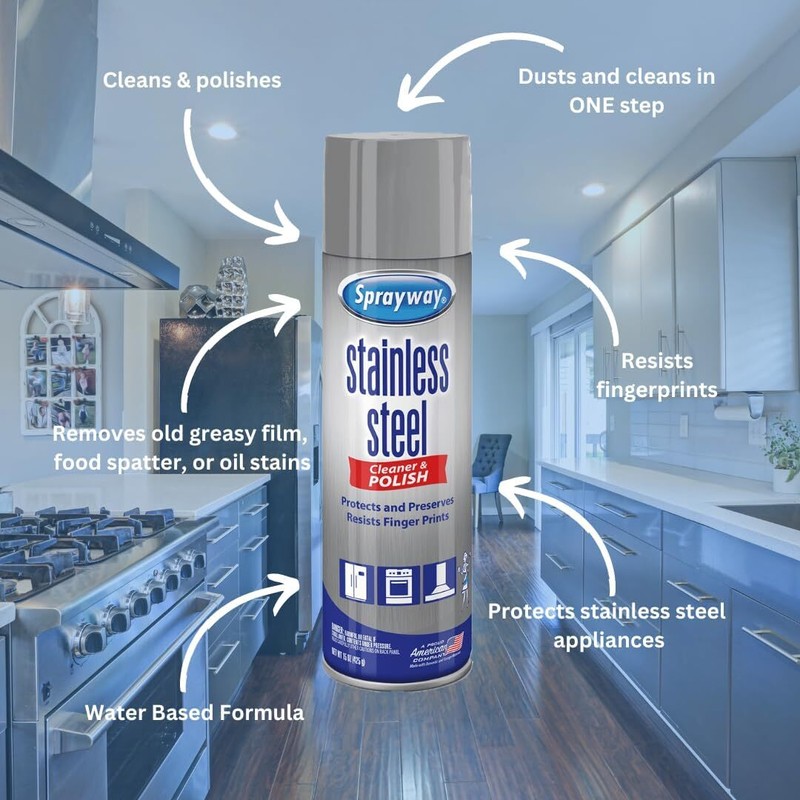 Sprayway Water-Based Stainless Steel Cleaner, 15 Fl Oz (Pack of