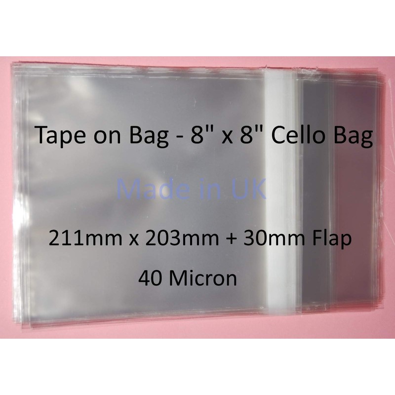 celloexpress Tape on Bag 8" x 8" - 211mm x