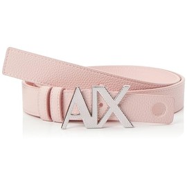 Armani Exchange Casual Leather, On Tone Logo Buckle Belt, pink