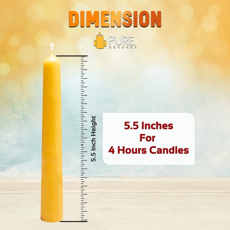 Beeswax Taper Candles 100% Natural Pure Refined Unscented and Decorative