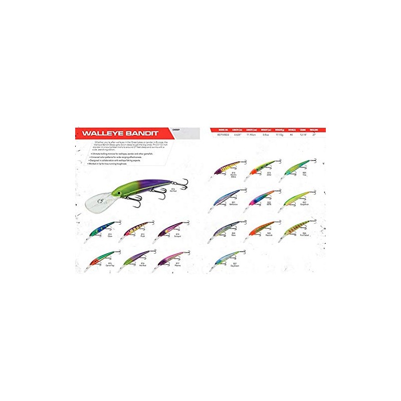 Bandit Walleye Deep Chrome Pearl with Chartreuse Back Bait (Black)