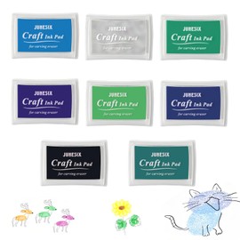 YUZHEDM 8 Colours Mini Ink Pad, 8 Children's Printing Pad Set, Washable Children's Printing Pad, Ingerabdruck Ink Pad for DIY Painting, Crafts with Transparent Cover (Dark)